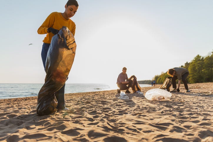Cleaning beach