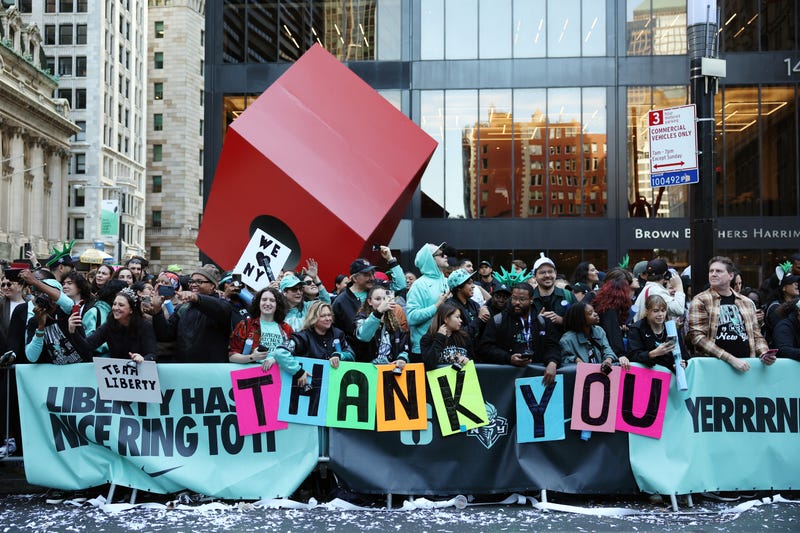 Fans cheer during the New York Liberty Ticker Tape Victory Parade & Rally on October 24, 2024