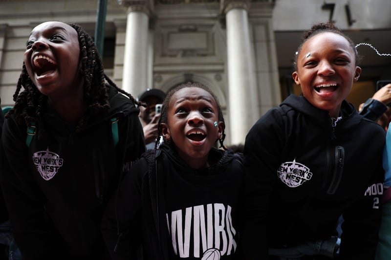 Fans cheer during the New York Liberty Ticker Tape Victory Parade & Rally on October 24, 2024