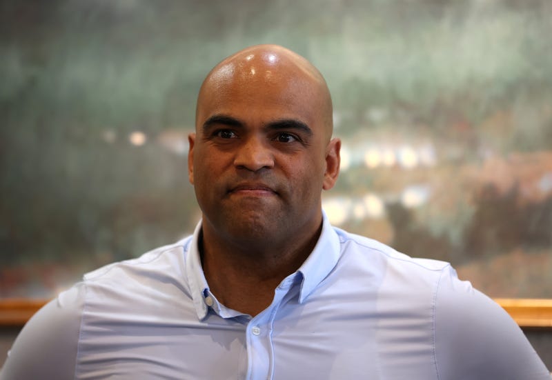 Democratic Senate candidate U.S. Rep. Colin Allred (D-TX) looks on during a Texas Offense block walk launch event on Oct. 26, 2024, in Houston, Texas.