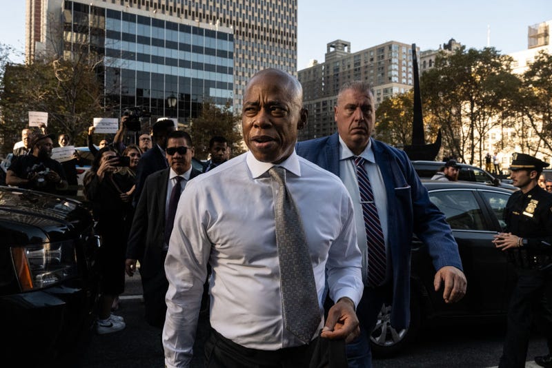 New York City Mayor Eric Adams departs the U.S. Federal courthouse after attending a hearing on November 1, 2024 in New York City. Adams returned to court after his lawyers argued for the dismissal of a bribery charge, claiming it does not meet the federal standard of a crime. Adams is facing four other counts of federal corruption charges, including wire fraud and conspiracy charges. 