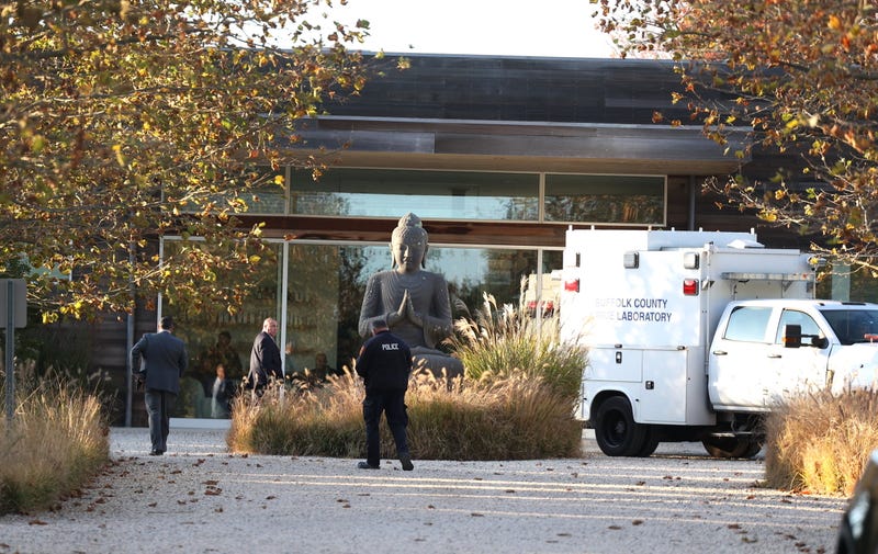 Suffolk County crime lab investigators, homicide detectives and Southampton Town Police investigate the murder of a woman at Shou Sugi Ban House in Water Mill, New York, on Oct. 28, 2024