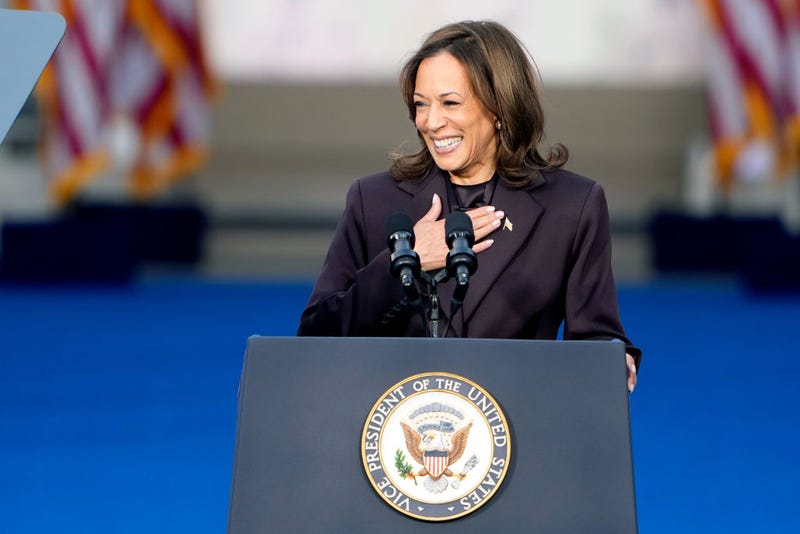 Democratic presidential nominee, U.S. Vice President Kamala Harris arrives to speak on stage as she concedes the presidential election, at Howard University on Nov. 6, 2024 in Washington, DC. 