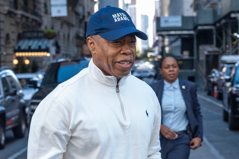 Mayor Eric Adams marches in the 105th annual Veterans Day Parade on Fifth Avenue