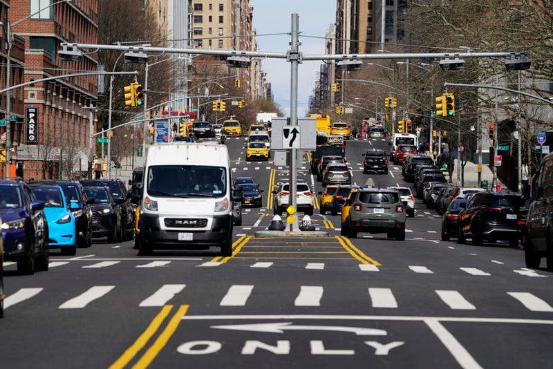 Congestion pricing cameras at West End Ave. looking north from W. 60th St. in Manhattan.