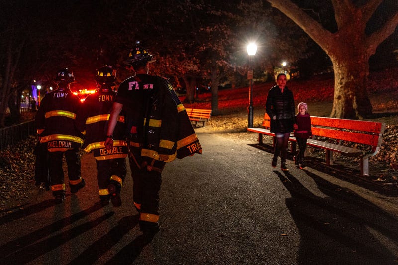 Emergency services respond to a brush fire in Inwood Hill Park on Nov. 13, 2024 in New York City. 