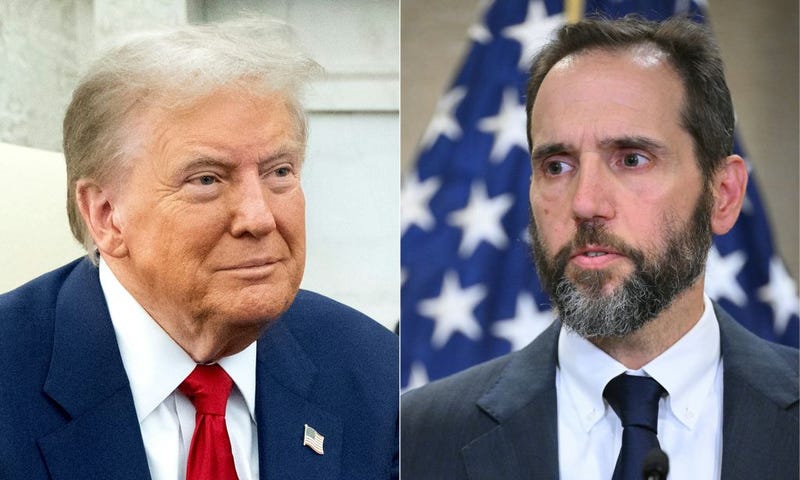 From left: President-elect Donald Trump, Nov. 13, 2024; Special Counsel Jack Smith, June 9, 2023