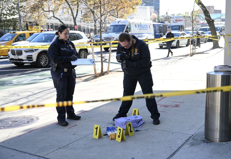 The suspect was taken into custody at East 46th Street and First Avenue in Midtown. Two knives were also recovered at the scene