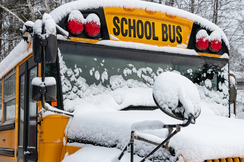 School bus with snow on it