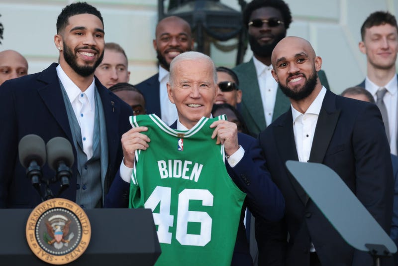 Jayson Tatum, Joe Biden and Derrick White