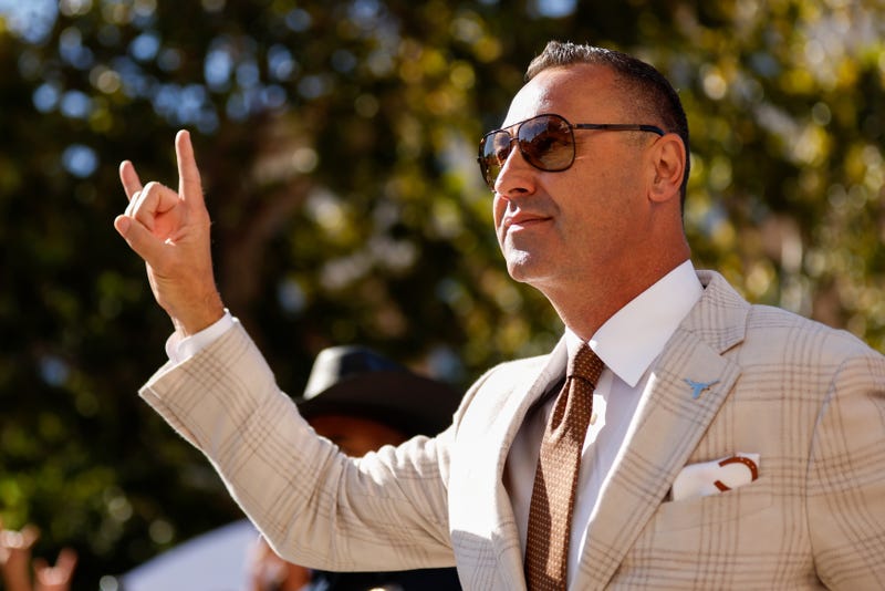 Head coach Steve Sarkisian of the Texas Longhorns arrives prior to the game against the Kentucky Wildcats at Darrell K Royal-Texas Memorial Stadium on Nov. 23, 2024, in Austin, Texas.