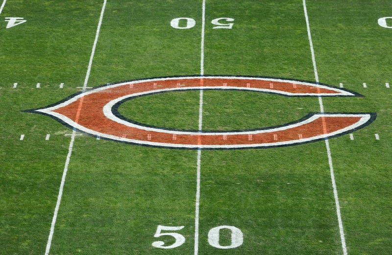 A general view of the Chicago Bears midfield logo