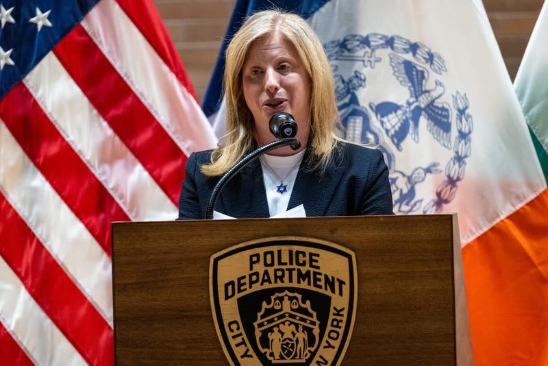 Jessica Tisch speaks after being sworn in as the next commissioner of the NYPD during a ceremony at One Police Plaza on Nov. 25, 2024 in New York City.