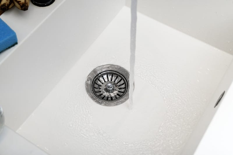 Running water in a sink