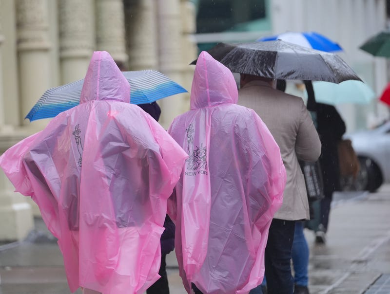 The forecast includes heavy rain and gusty winds