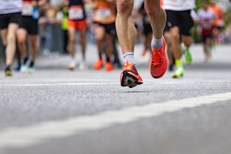 Runners competing in a marathon