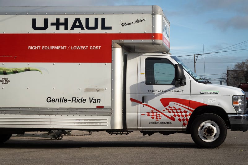 U-Haul trucks sit at one of the company's rental facilities on Dec. 13, 2024, in Chicago, Illinois.
