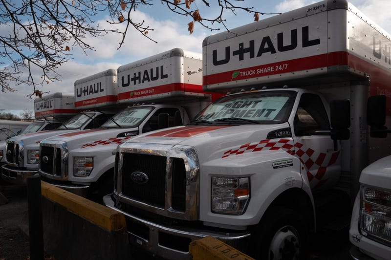 U-Haul trucks sit at one of the company's rental facilities 