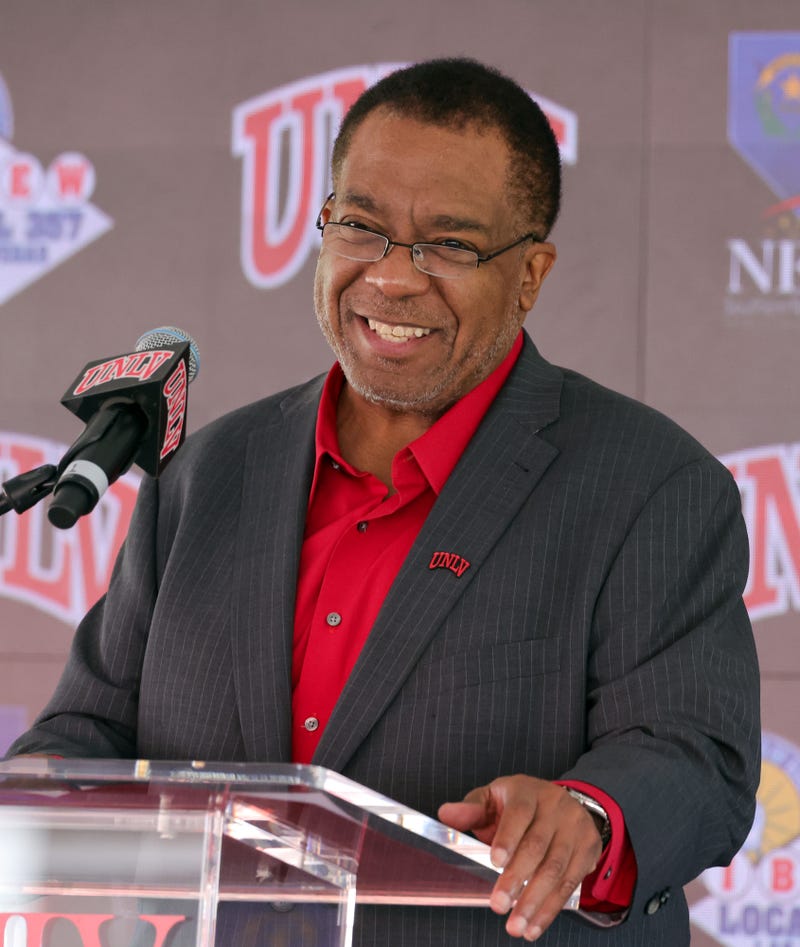 UNLV President Keith E. Whitfield speaks during a news conference to introduce Dan Mullen as UNLV's new head football coach at UNLV's Fertitta Football Complex on December 13, 2024 in Las Vegas, Nevada.