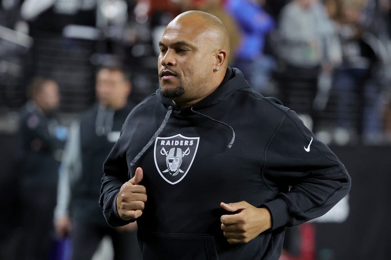 Head coach Antonio Pierce of the Las Vegas Raiders runs off the field after being defeated by the Atlanta Falcons in the game at Allegiant Stadium on December 16, 2024 in Las Vegas, Nevada.