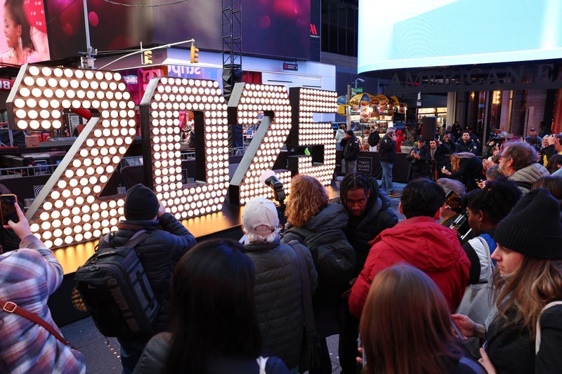 The 2025 New Year’s Eve numerals are seen on display in Times Square on December 18, 2024 in New York City. The seven-foot-tall numerals for “2025” will be on display at Duffy Square until December 23 before going on top of One Times Square for the New Year’s Eve celebration. 