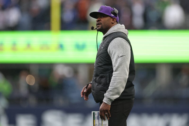 Defensive coordinator Brian Flores looks on during the second quarter against the Seattle Seahawks at Lumen Field on December 22, 2024 in Seattle, Washington.