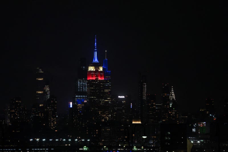 The Empire State Building is illuminated in red, white and blue in honor of Jimmy Carter on December 29, 2024