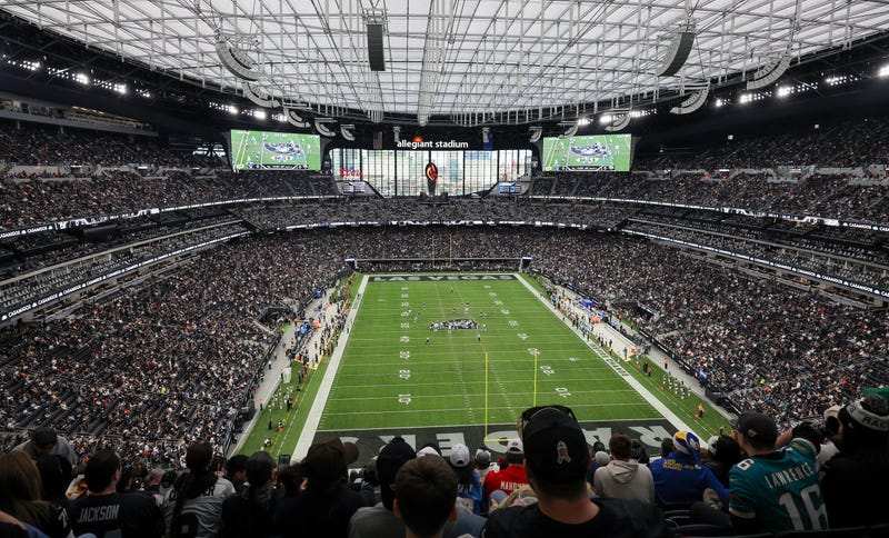 A general view of the field shows the Jacksonville Jaguars and the Las Vegas Raiders in the first quarter of their game at Allegiant Stadium on December 22, 2024 in Las Vegas, Nevada.