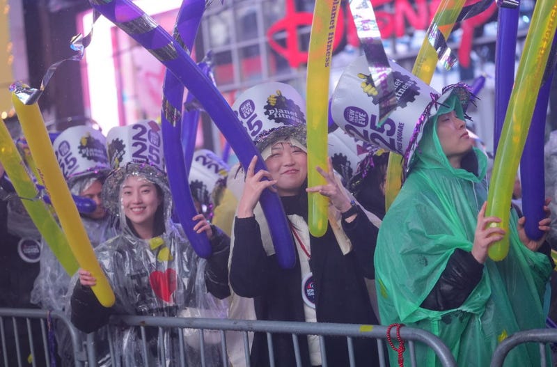 The crowd gathered in Times Square for Dick Clark's New Year's Rockin' Eve, hosted by Ryan Seacrest 2025.