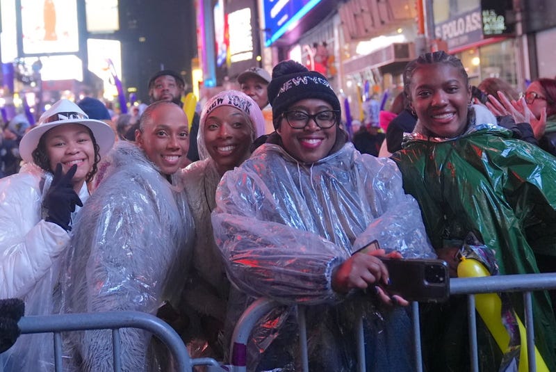 The crowd gathered in Times Square for Dick Clark's New Year's Rockin' Eve, hosted by Ryan Seacrest 2025. 
