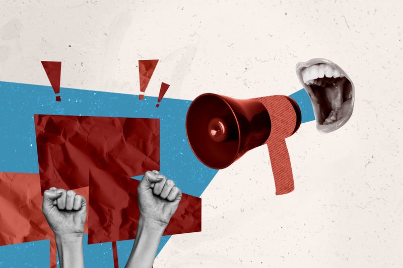 fists and megaphone