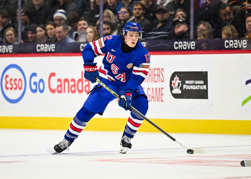 Bruins prospect James Hagens at the 2025 World Junior Championship