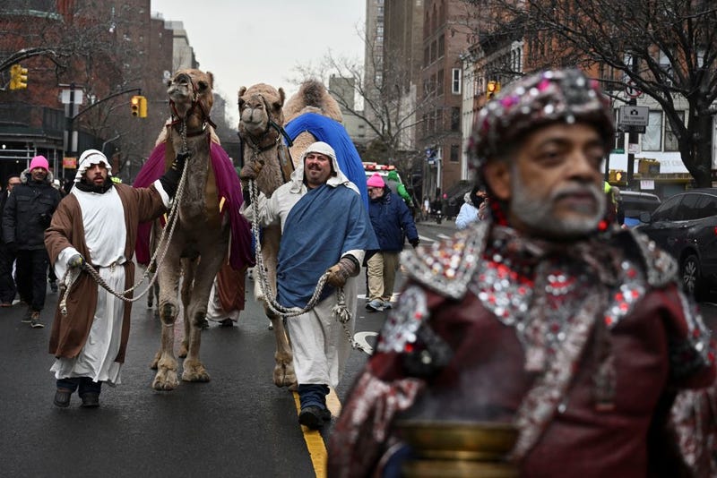 Participants and their camels attend El Museo's 48th Annual Three Kings Day Parade in East Harlem on Jan. 6, 2025. 