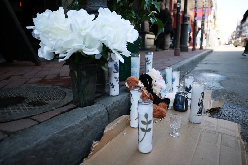 NEW ORLEANS, LOUISIANA - JANUARY 03: Memorials for people killed on Bourbon Street are seen on January 03, 2025 in New Orleans, Louisiana. At least 14 people were killed on Bourbon Street when a person allegedly drove into a crowd in the early morning hours of New Year's Day Dozens more were injured after a suspect in a rented pickup truck allegedly drove around barricades and through a crowd of New Year's revelers on Bourbon Street. The suspect then got out of the car, opened fire on police officers, and was subsequently killed by law enforcement.