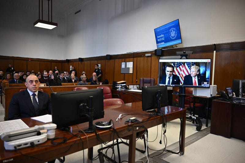 President-elect Donald Trump appears remotely for a sentencing hearing in front of New York State Judge Juan Merchan at New York Criminal Court on January 10, 2025