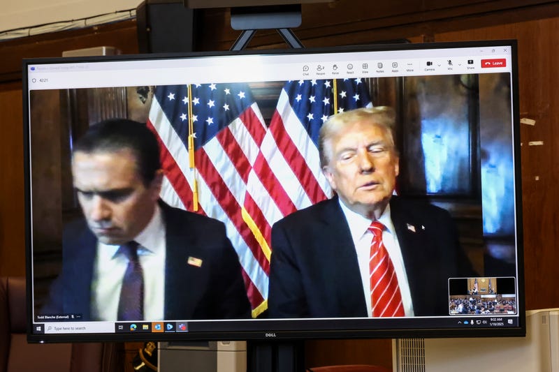 President-elect Donald Trump appears remotely for a sentencing hearing in front of New York State Judge Juan Merchan at Manhattan Criminal Court on January 10, 2025