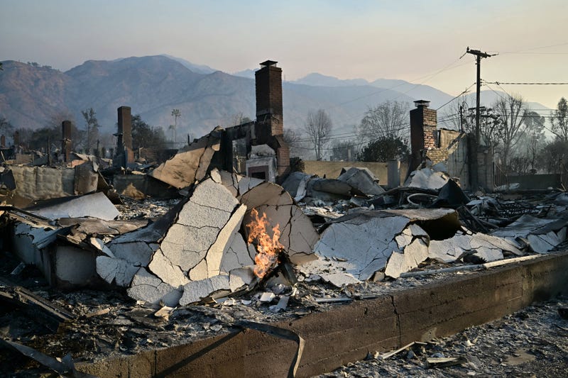 Burned-out homes reduced to rubble