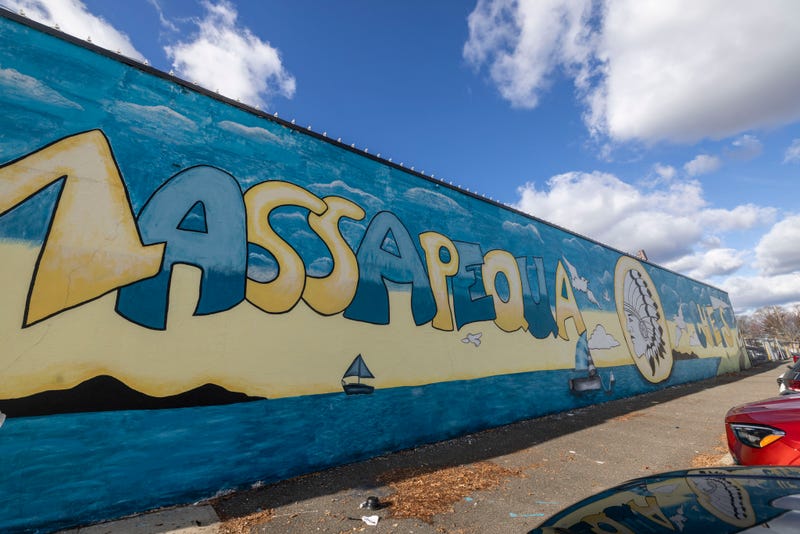 Mural outside or Massapequa High School with an image of the Massapequa Chiefs mascot on Dec. 19, 2024