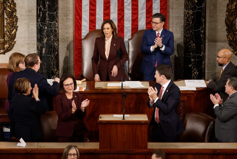 U.S. Vice President Kamala Harris certifies the Electoral College vote