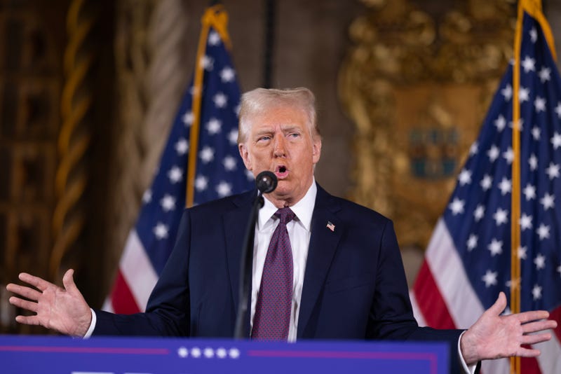U.S. President-elect Donald Trump speaks to members of the media during a press conference at the Mar-a-Lago Club on January 07, 2025 in Palm Beach, Florida.