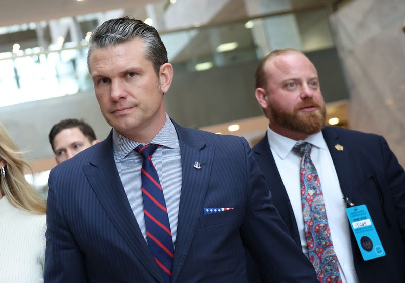 Pete Hegseth, U.S. President-elect Donald Trump's nominee for Secretary of Defense, arrives for a meeting at the Hart Senate Office Building on January 8, 2025 in Washington, DC. Trump's nominees for his incoming administration continue to meet with senators on Capitol Hill, weeks before his inauguration. 