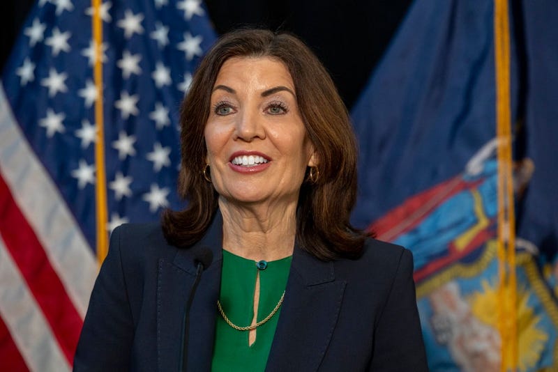 Gov. Kathy Hochul speaks at Westbury Middle School on Jan. 10, 2024.