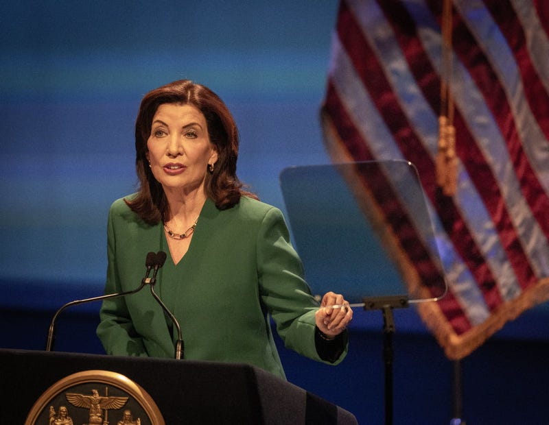 Gov. Kathy Hochul delivers her State of the State speech at the Empire State Plaza Convention Center in Albany on Jan. 14, 2025.