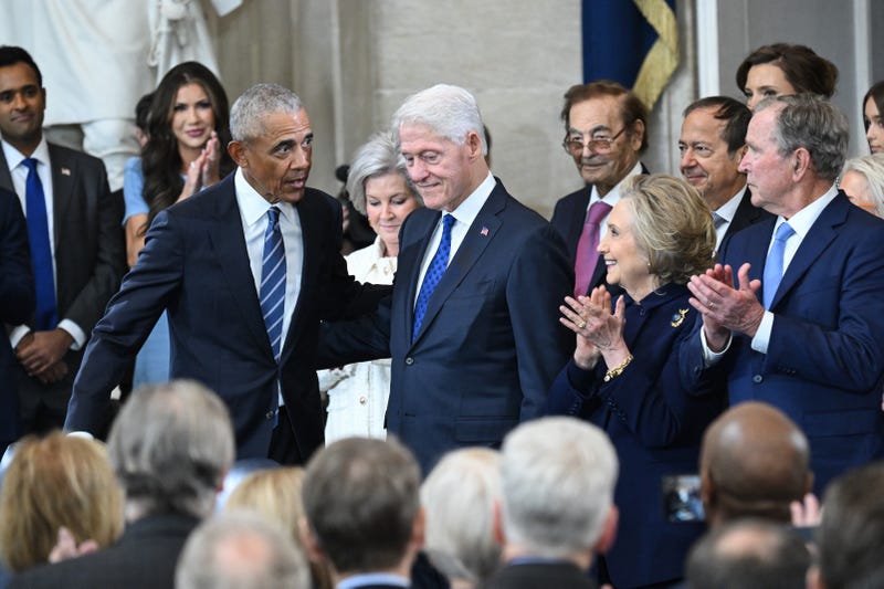 Former US President Barack Obama, former President Bill Clinton, former first lady Hillary Clinton, former President George W. Bush attend the inauguration of U.S. President-elect Donald Trump in the U.S. Capitol Rotunda on January 20, 2025 in Washington, DC. Donald Trump takes office for his second term as the 47th President of the United States. (Photo by Saul Loeb-Pool/Getty Images)