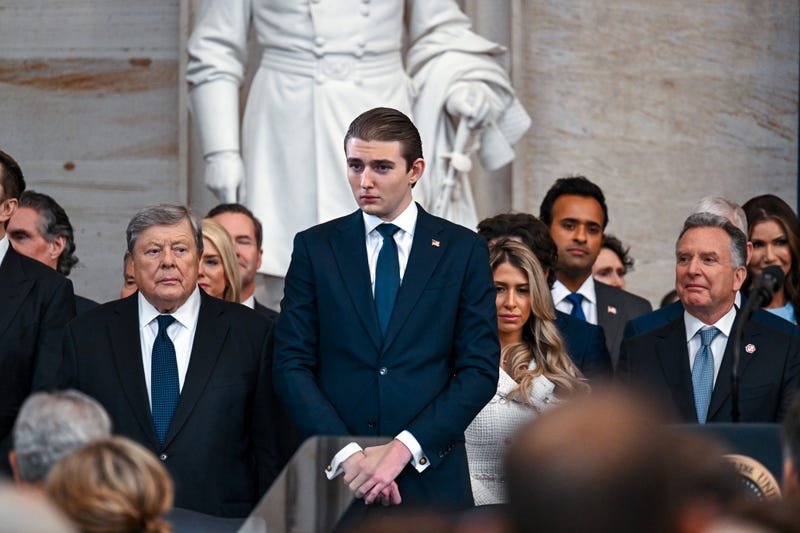  Barron Trump arrives at the inauguration of U.S. President-elect Donald Trump in the U.S. Capitol Rotunda on January 20, 2025 in Washington, DC. Donald Trump takes office for his second term as the 47th President of the United States. (Photo by Kenny Holston-Pool/Getty Images)