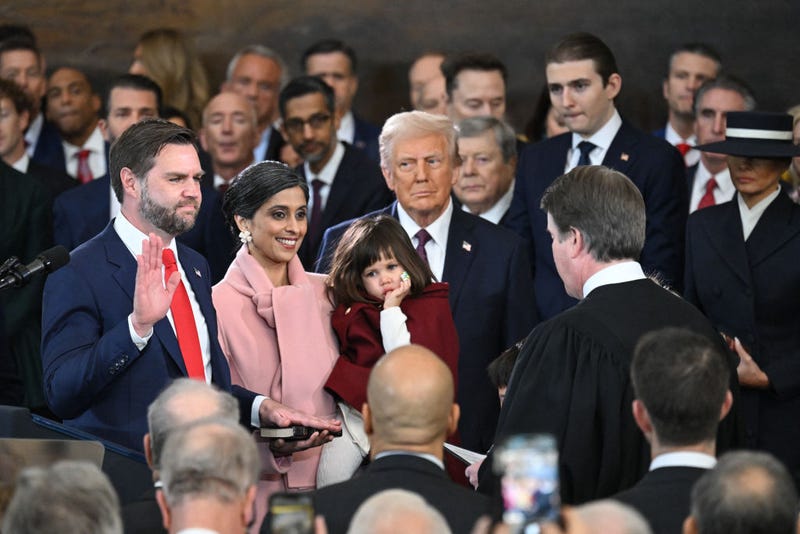 Donald Trump is sworn in as the 47th US President in the US Capitol Rotunda in Washington, DC, on January 20, 2025. (Photo by SAUL LOEB / POOL / AFP) (Photo by SAUL LOEB/POOL/AFP via Getty Images)