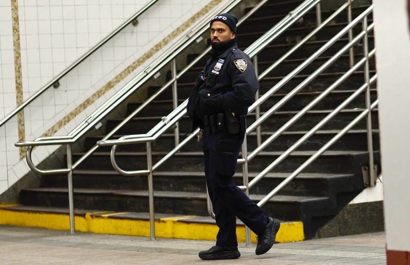An NYPD officer patrols the Grand Central subway station on Jan. 20, 2025