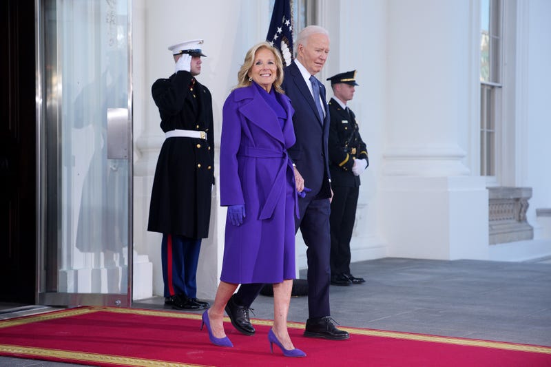First lady Jill Biden and U.S. President Joe Biden wait the arrival of U.S. President-elect Donald Trump for Inauguration ceremonies at the White House on January 20, 2025 in Washington, DC. Donald Trump takes office for his second term as the 47th president of the United States. (Photo by Andrew Harnik/Getty Images)