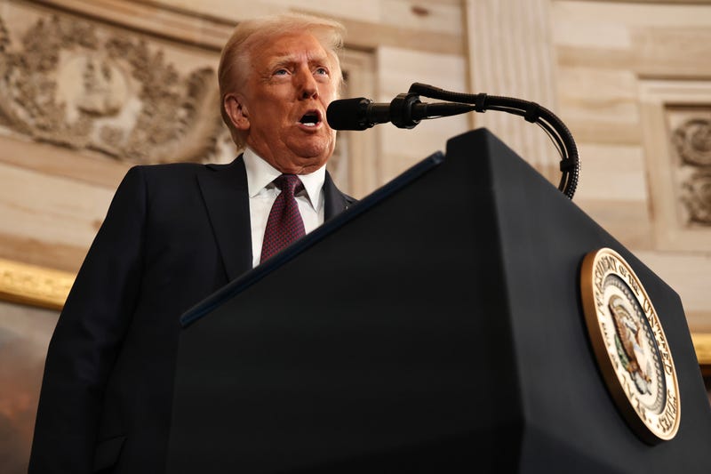 U.S. President Donald Trump speaks during inauguration ceremonies in the Rotunda of the U.S. Capitol on January 20, 2025 in Washington, DC. Donald Trump takes office for his second term as the 47th president of the United States. 