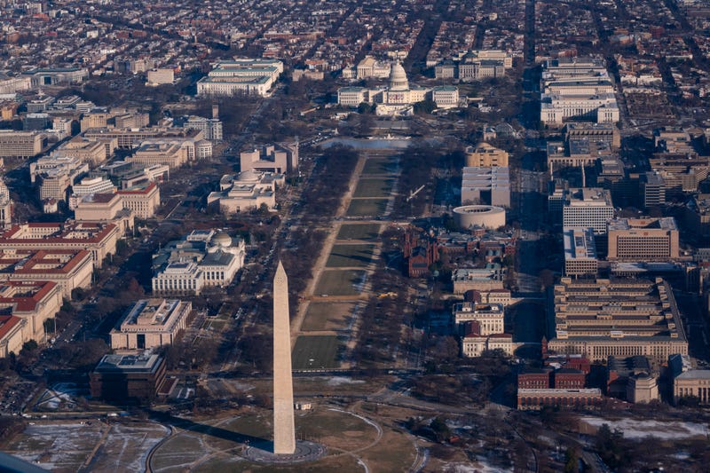 An aerial view of Washington, D.C., on January 22, 2025